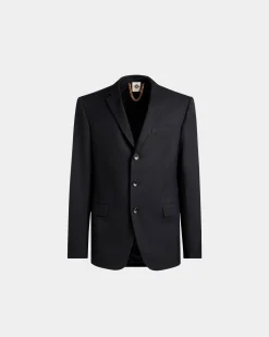 Einreihiger Blazer Aus Wolle In Navy Blue Aus Der Adrien Brody Travel-Kollektion