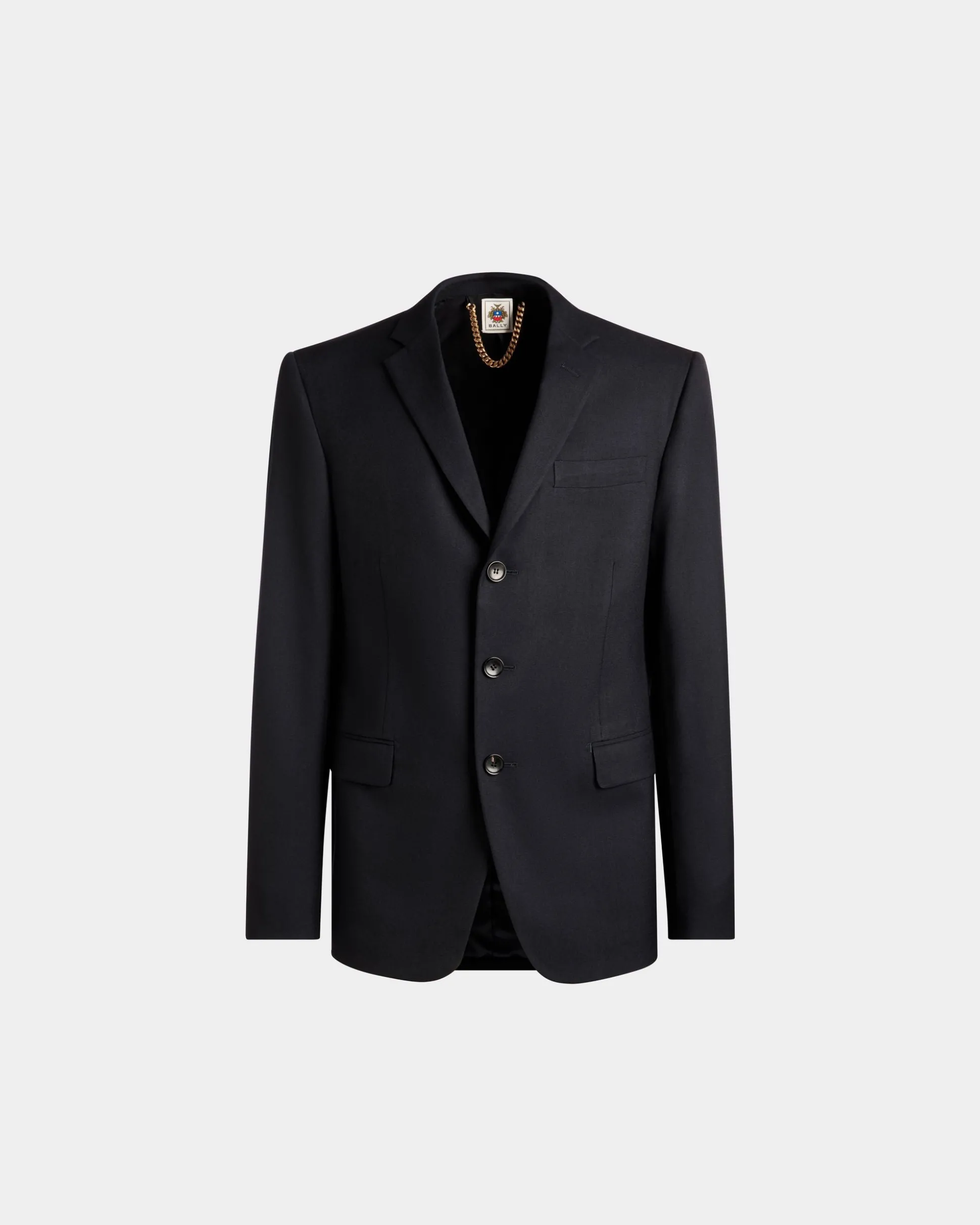 Einreihiger Blazer Aus Wolle In Navy Blue Aus Der Adrien Brody Travel-Kollektion