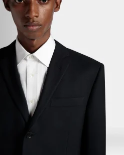 Einreihiger Blazer Aus Wolle In Navy Blue Aus Der Adrien Brody Travel-Kollektion