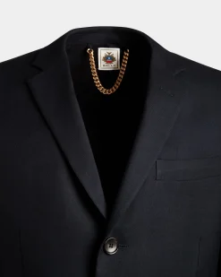 Einreihiger Blazer Aus Wolle In Navy Blue Aus Der Adrien Brody Travel-Kollektion