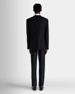 Einreihiger Blazer Aus Wolle In Navy Blue Aus Der Adrien Brody Travel-Kollektion