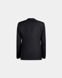 Einreihiger Blazer Aus Wolle In Navy Blue Aus Der Adrien Brody Travel-Kollektion