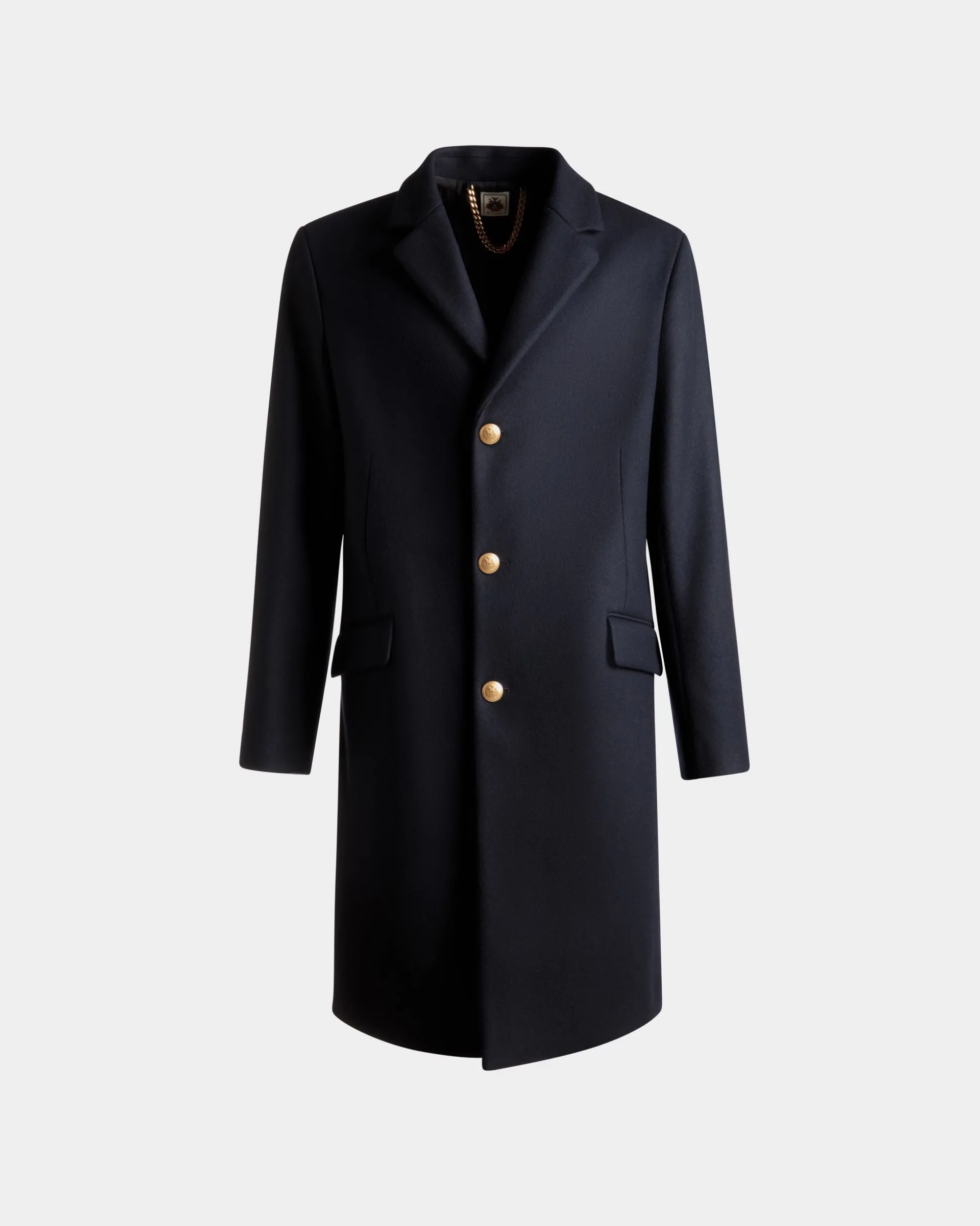 Einreihiger Mantel Aus Einer Wollmischung In Navy Blue Aus Der Adrien Brody Travel-Kollektion