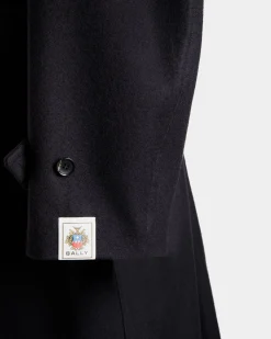 Einreihiger Mantel Aus Einer Wollmischung In Navy Blue