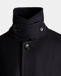 Einreihiger Mantel Aus Einer Wollmischung In Navy Blue