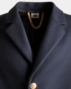Einreihiger Mantel Aus Einer Wollmischung In Navy Blue Aus Der Adrien Brody Travel-Kollektion