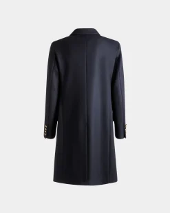 Einreihiger Mantel Aus Einer Wollmischung In Navy Blue Aus Der Adrien Brody Travel-Kollektion