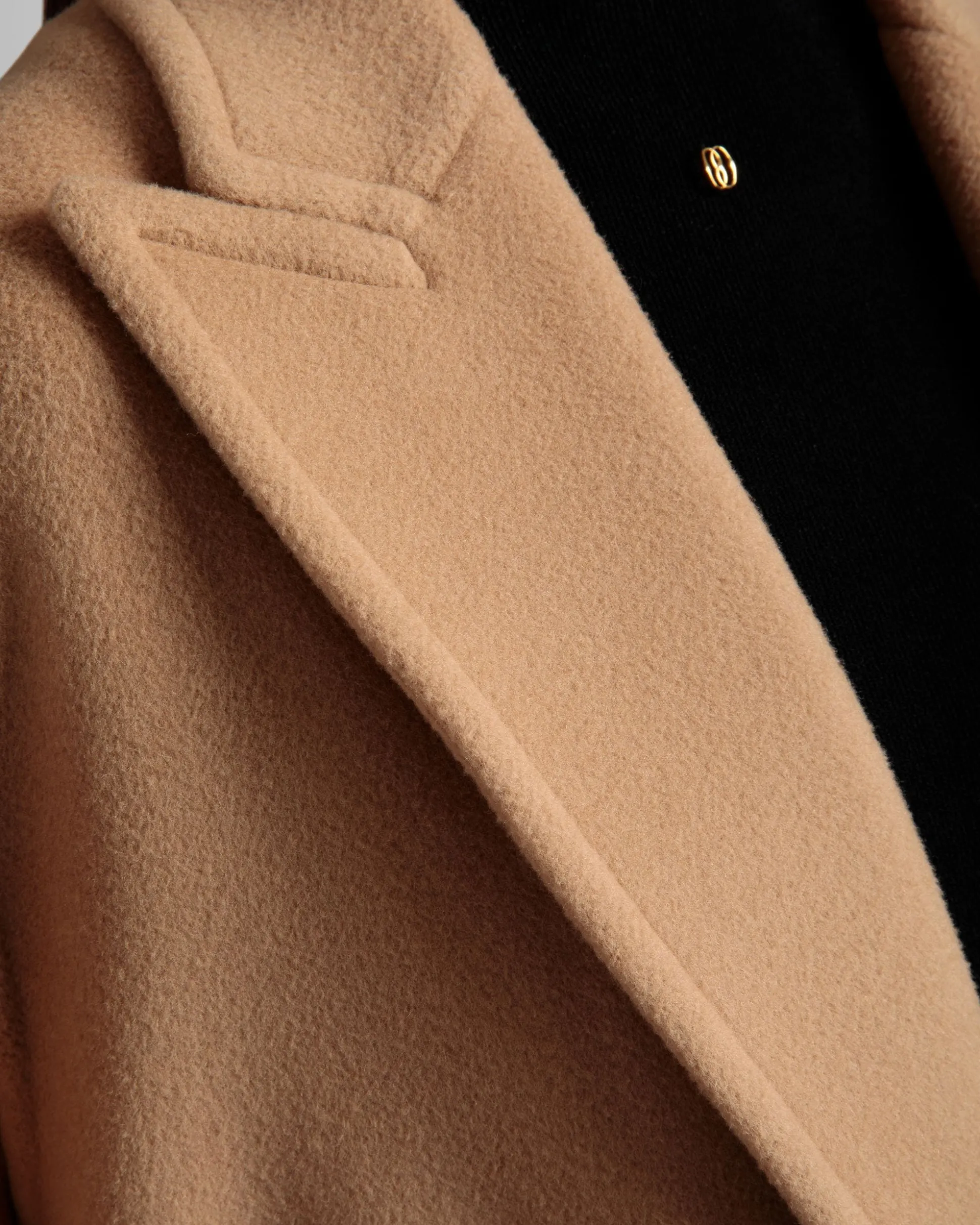 Einreihiger Mantel Aus Kaschmir-Woll-Mix In Camel