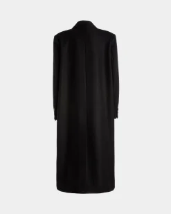 Einreihiger Mantel Aus Wolle In Schwarz