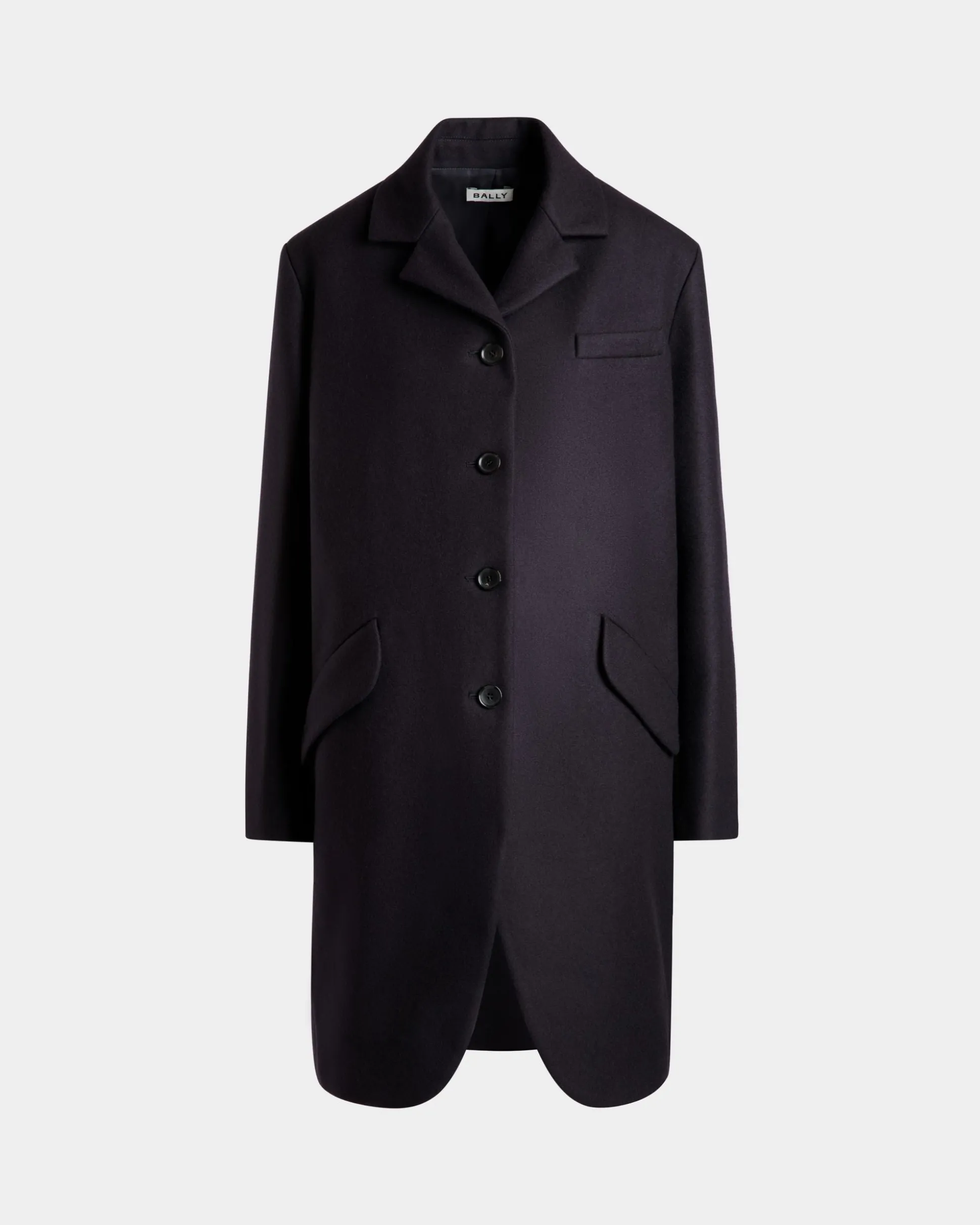 Einreihiger Midi-Mantel Aus Einer Wollmischung In Navy Blue