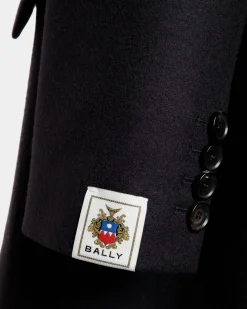 Einreihiger Midi-Mantel Aus Einer Wollmischung In Navy Blue