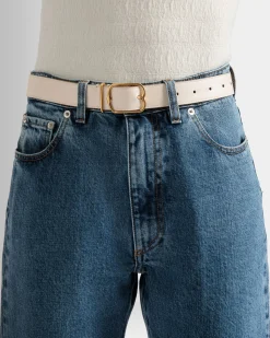 Emblem Gürtel Aus Leder In Elfenbein