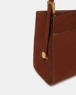 Emblem Schultertasche Aus Veloursleder In Braun