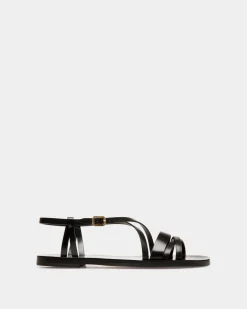 Flache Sandale Salis Aus Leder In Schwarz