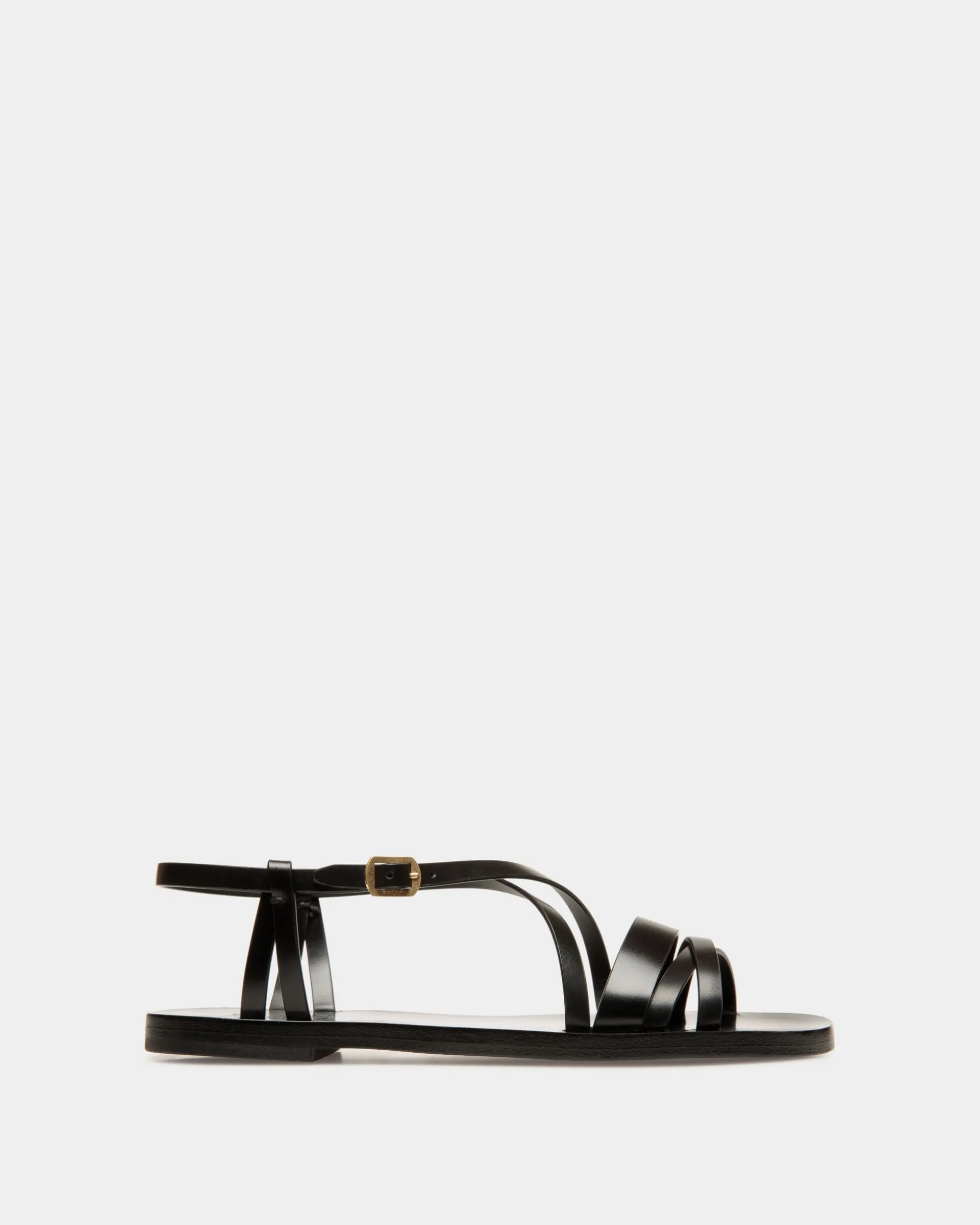 Flache Sandale Salis Aus Leder In Schwarz