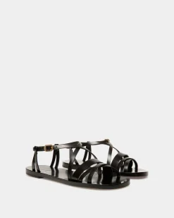 Flache Sandale Salis Aus Leder In Schwarz