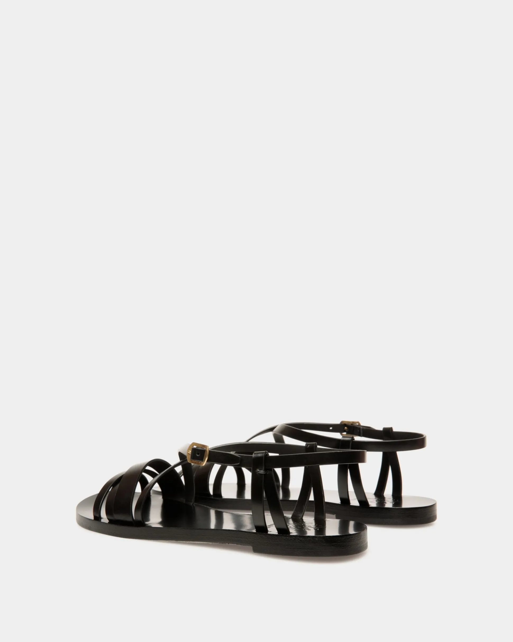 Flache Sandale Salis Aus Leder In Schwarz