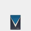 Flag Kartenetui Aus Blauem Leder