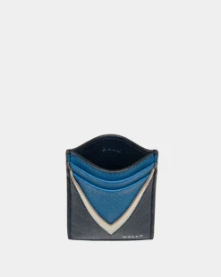 Flag Kartenetui Aus Blauem Leder