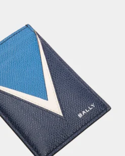 Flag Kartenetui Aus Blauem Leder