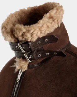 Fliegerjacke Aus Lammfell In Braun Und Beige