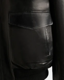 Fliegerjacke Aus Leder In Schwarz