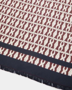 Foulard Aus Seide In Navy Blue Mit Emblem-Print