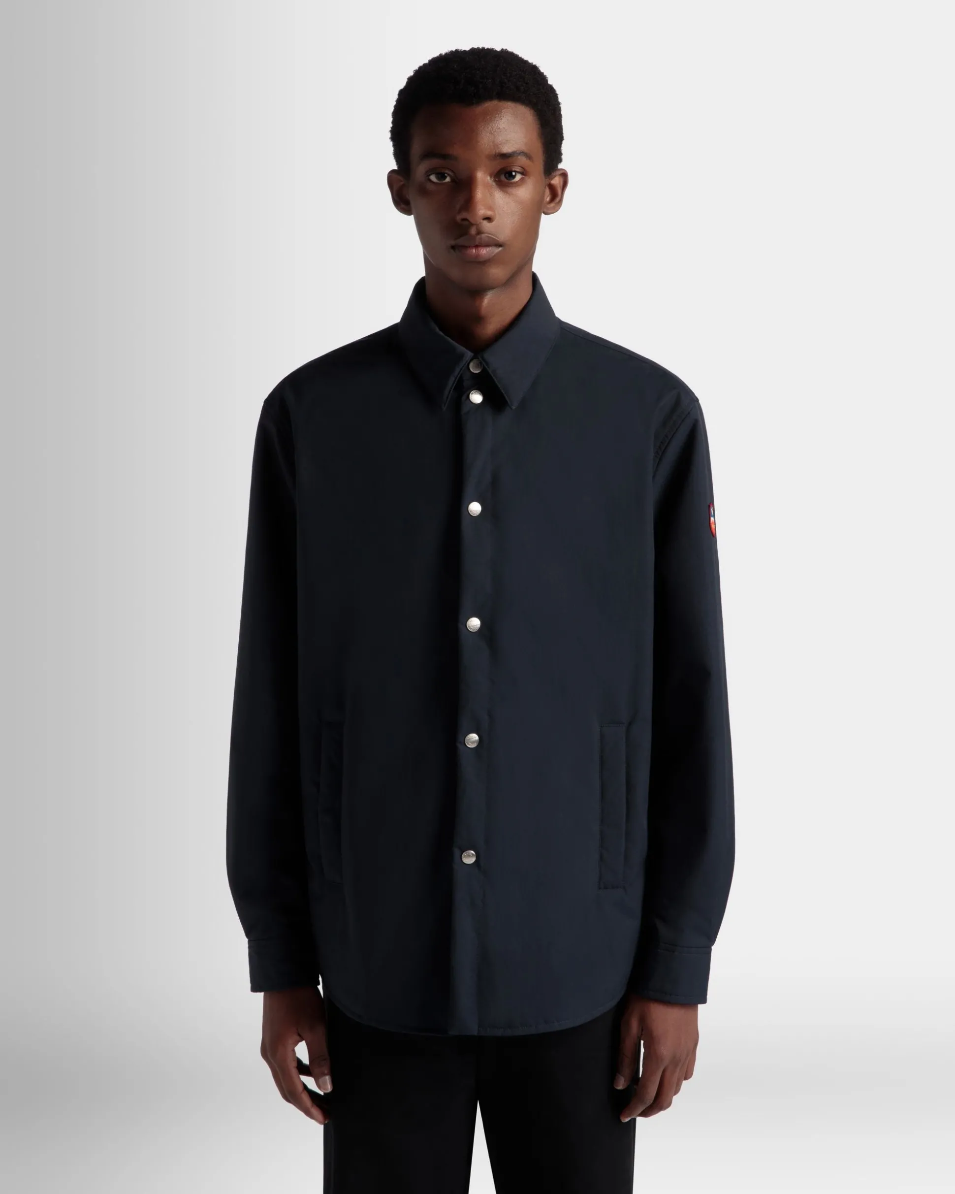 Gefütterte Hemdjacke Aus Nylon In Navy Blue