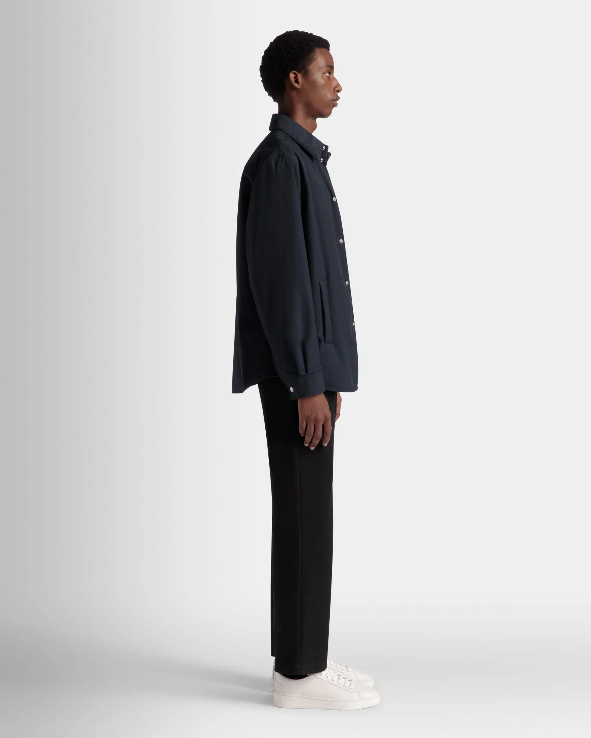 Gefütterte Hemdjacke Aus Nylon In Navy Blue