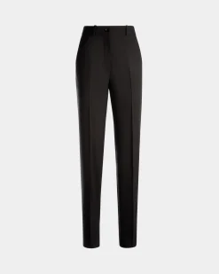 Gerade Geschnittene Hose Aus Wolle In Schwarz