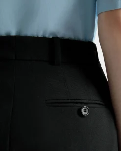 Gerade Geschnittene Hose Aus Wolle In Schwarz