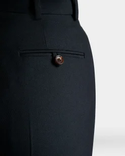 Gerade Geschnittene Hose Aus Einer Wollmischung In Navy Blue