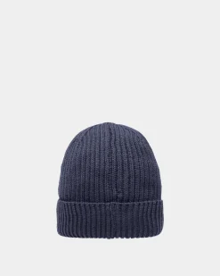 Gerippte Beanie-Mütze Aus Wolle In Mitternachtsblau