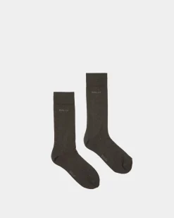 Gerippte Logo-Socken Aus grauem Baumwollgemisch
