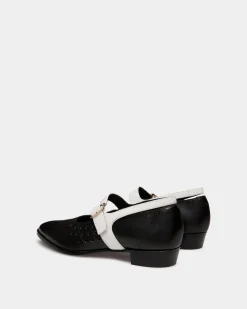 Glendale Mary-Jane In Black and White Leather