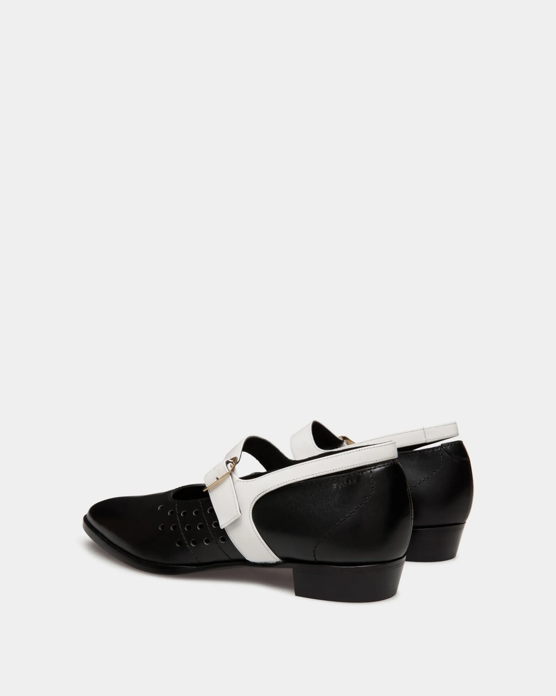Glendale Mary-Jane In Black and White Leather