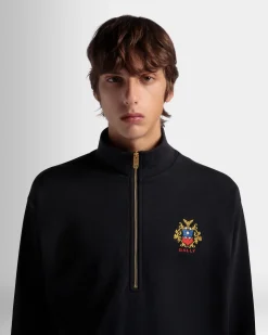 Half-Zip-Sweatshirt Aus Baumwolle In Navy Blue Mit Bally Crest Logo