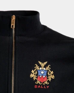 Half-Zip-Sweatshirt Aus Baumwolle In Navy Blue Mit Bally Crest Logo