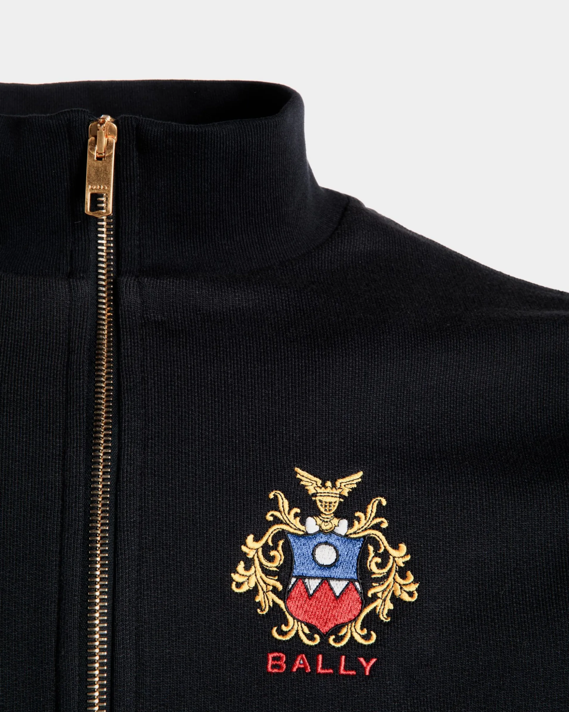 Half-Zip-Sweatshirt Aus Baumwolle In Navy Blue Mit Bally Crest Logo