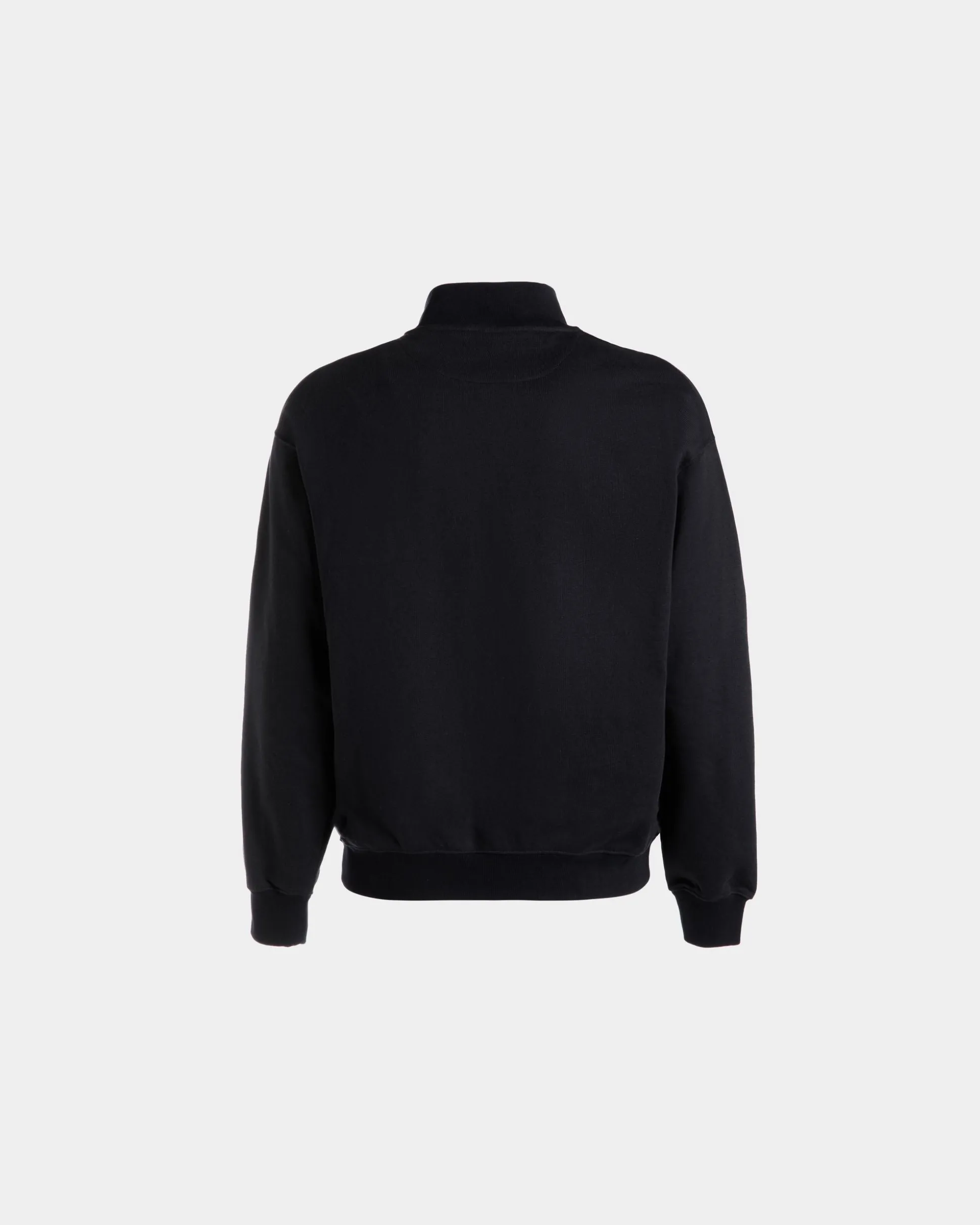 Half-Zip-Sweatshirt Aus Baumwolle In Navy Blue Mit Bally Crest Logo
