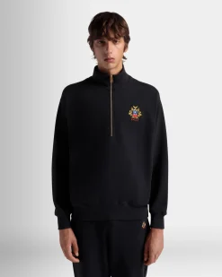 Half-Zip-Sweatshirt Aus Baumwolle In Navy Blue Mit Bally Crest Logo