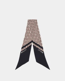 Halstuch Aus Seide In Navy Blue Mit Emblem-Print