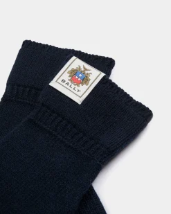 Handschuhe Aus Wolle In Navy Blue Mit Bally Crest Logo
