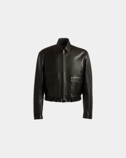 Hemdjacke Aus Leder In Schwarz