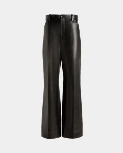 Hose Mit Hohem Bund Aus Schwarzem Leder
