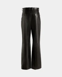 Hose Mit Hohem Bund Aus Schwarzem Leder