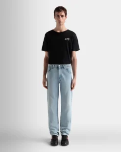 Jeanshose Aus Baumwolle In Hellem Indigoblau