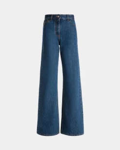 Jeanshose Mit Weitem Bein Aus Baumwolle In Medium Blue