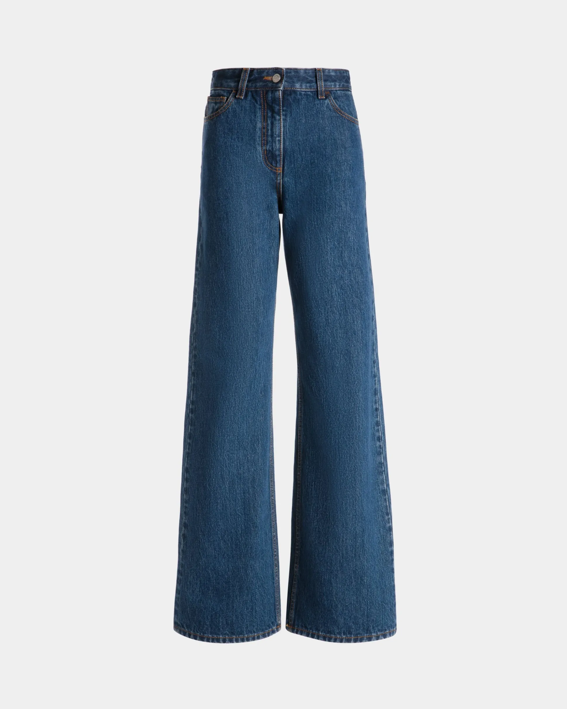 Jeanshose Mit Weitem Bein Aus Baumwolle In Medium Blue