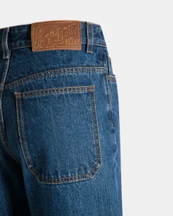 Jeanshose Mit Weitem Bein Aus Baumwolle In Medium Blue